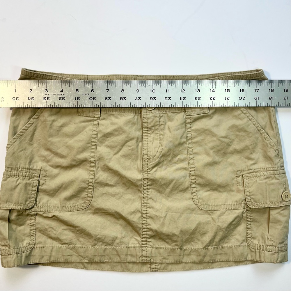 90s Y2K Vintage London Jean Chino Cargo Mini Skirt Sz 8 Khaki Cotton Beige - Picture 6 of 8